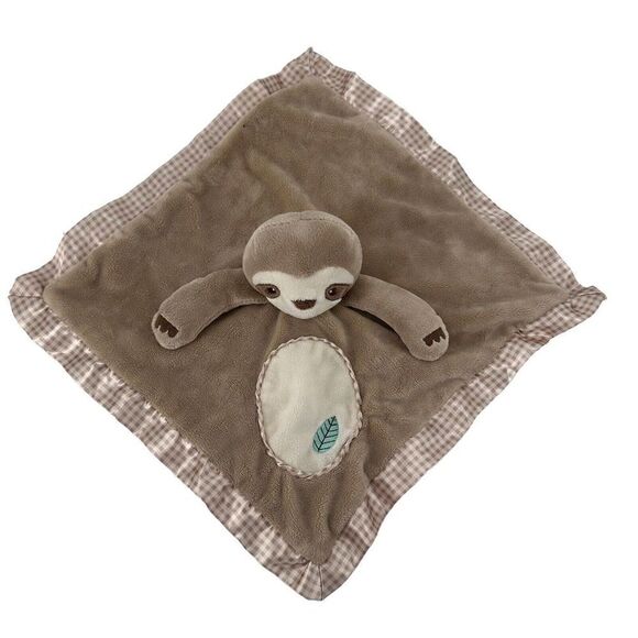 Sloth Lovey Douglas Baby Plush Comfort Brown Satin Trim Leaf New Born Cozy Soft - Picture 2 of 7